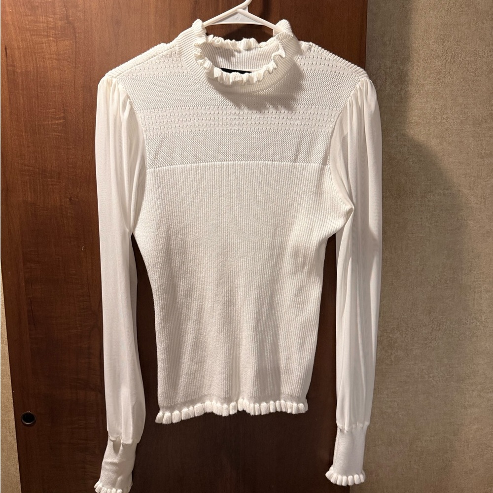 Elegant White Ruffled Women's Top